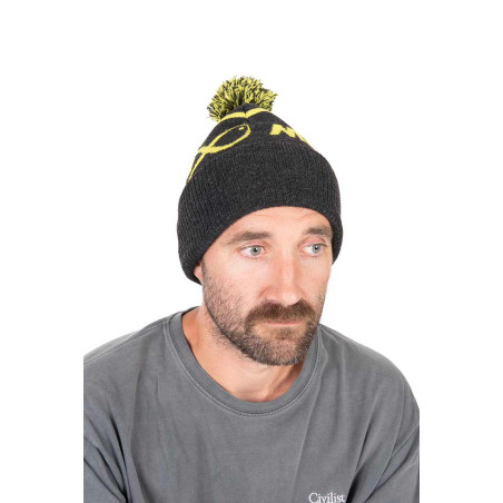 LIME & GREY BOBBLE HAT