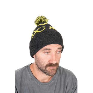 LIME & GREY BOBBLE HAT