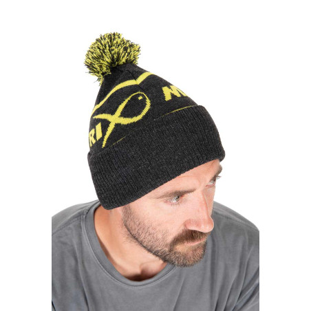 LIME & GREY BOBBLE HAT